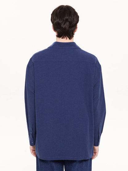 CAMISA ELIAS MANGA LARGA NAVY - FRONT OF.
