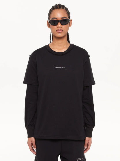 LONG SLEEVE T-SHIRT BLACK - FRONT OF