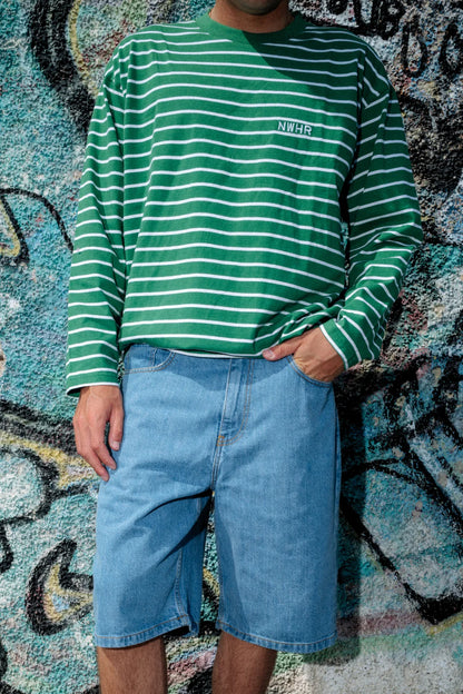 CAMISETA LARGA RAYAS VERDE - FRONT OF