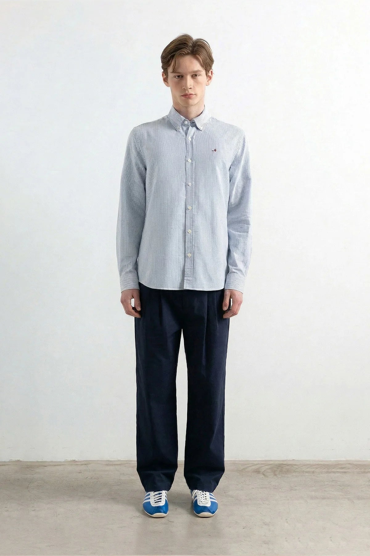 DUCK STRIPED SHIRT PLAIN LIGHT BLUE EDMMOND - FRONT OF