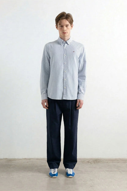 DUCK STRIPED SHIRT PLAIN LIGHT BLUE EDMMOND - FRONT OF