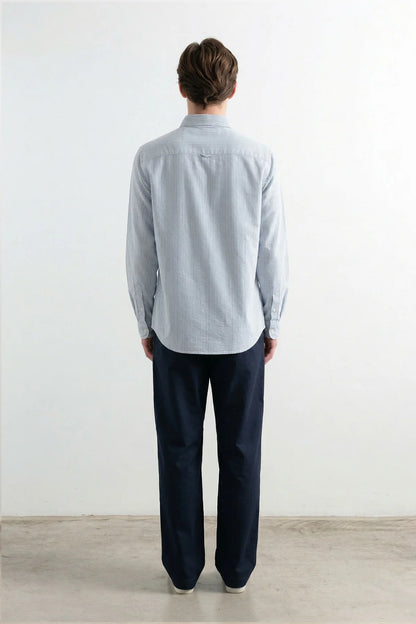 DUCK STRIPED SHIRT PLAIN LIGHT BLUE EDMMOND - FRONT OF