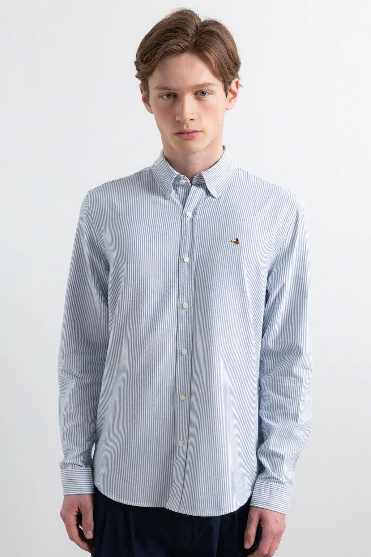 DUCK STRIPED SHIRT PLAIN LIGHT BLUE EDMMOND - FRONT OF
