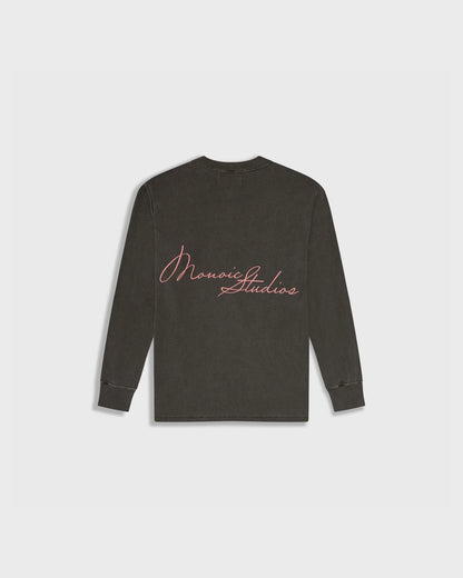 LONG SLEEVE REGULAR FIT T-SHIRT VINTAGE GREY - FRONT OF