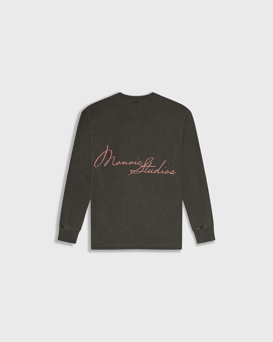 LONG SLEEVE REGULAR FIT T-SHIRT VINTAGE GREY - FRONT OF