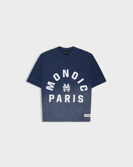 MONOIC PARIS BOXY FIT T-SHIRT GRADIENT NAVY BLUE - FRONT OF