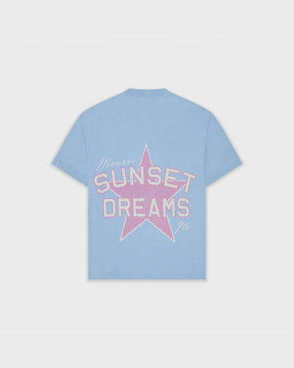 SUNSET DREAMS T-SHIRT LIGHT BLUE - FRONT OF