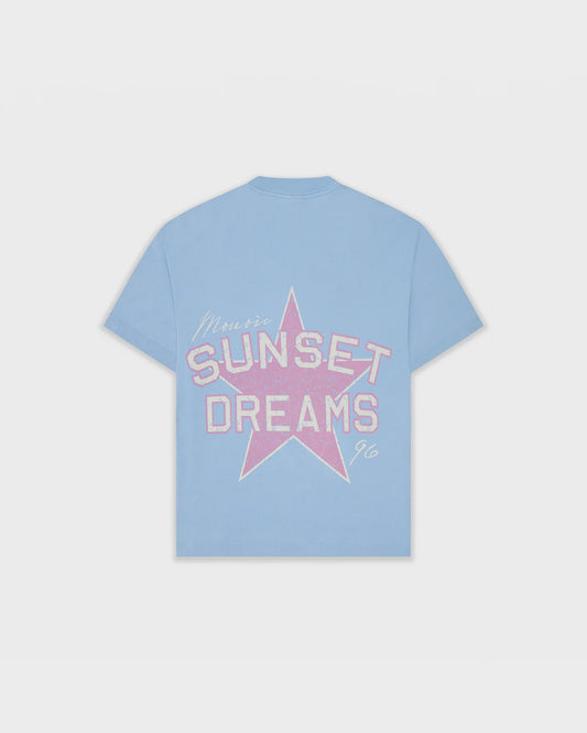 SUNSET DREAMS T-SHIRT LIGHT BLUE - FRONT OF