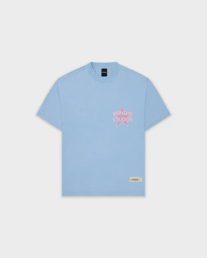 SUNSET DREAMS T-SHIRT LIGHT BLUE - FRONT OF