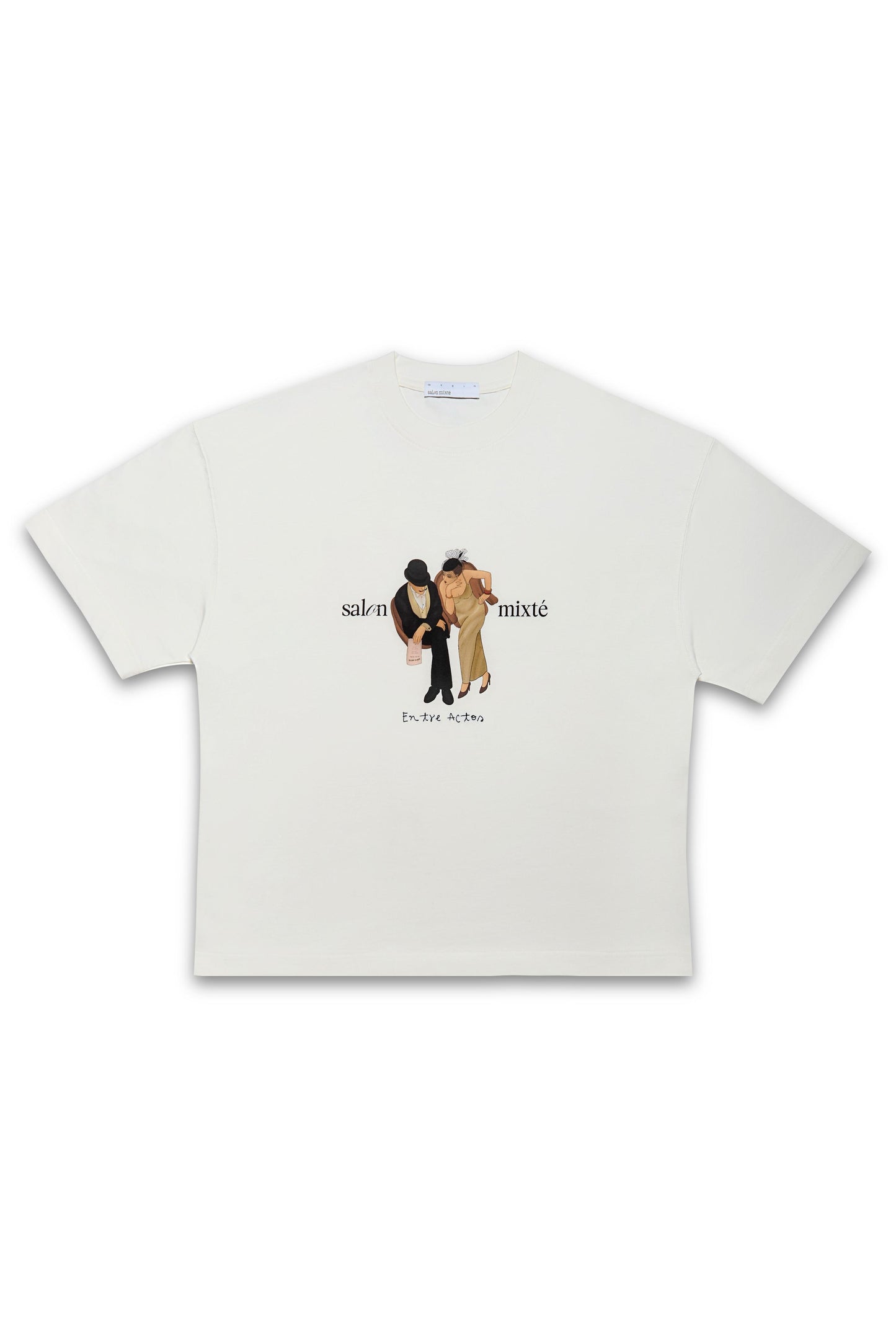 WHITE BOXY FIT T-SHIRT SALON MIXTE - FRONT OF