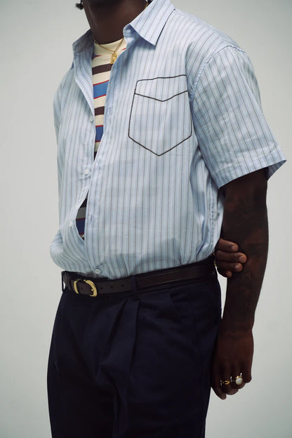 CAMISA BOLSILLO BORDADO AZUL - FRONT OF