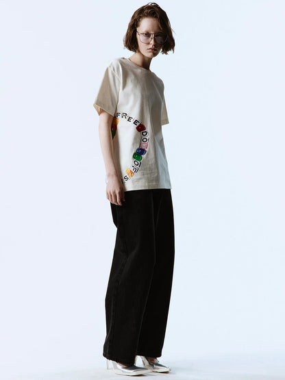 BEAD T-SHIRT OFF WHITE - FRONT OF