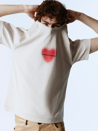 HEART T-SHIRT OFF WHITE - FRONT OF