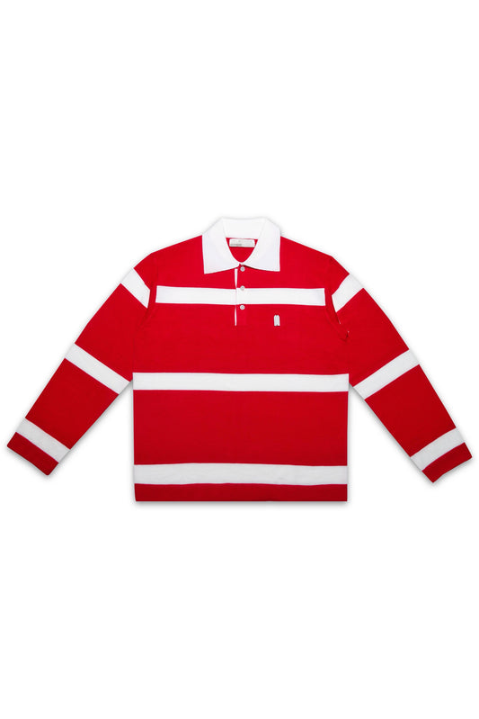 RED AND WHITE STRIPES SWEATER SALON MIXTE - FRONT OF