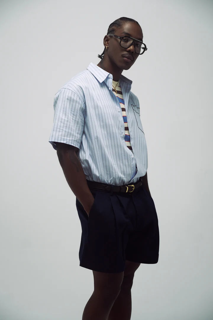 CAMISA BOLSILLO BORDADO AZUL - FRONT OF