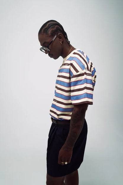 STRIPES BOXY FIT T-SHIRT SALON MIXTE - FRONT OF