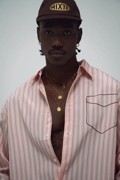 CAMISA BOLSILLO BORDADO ROSA - FRONT OF