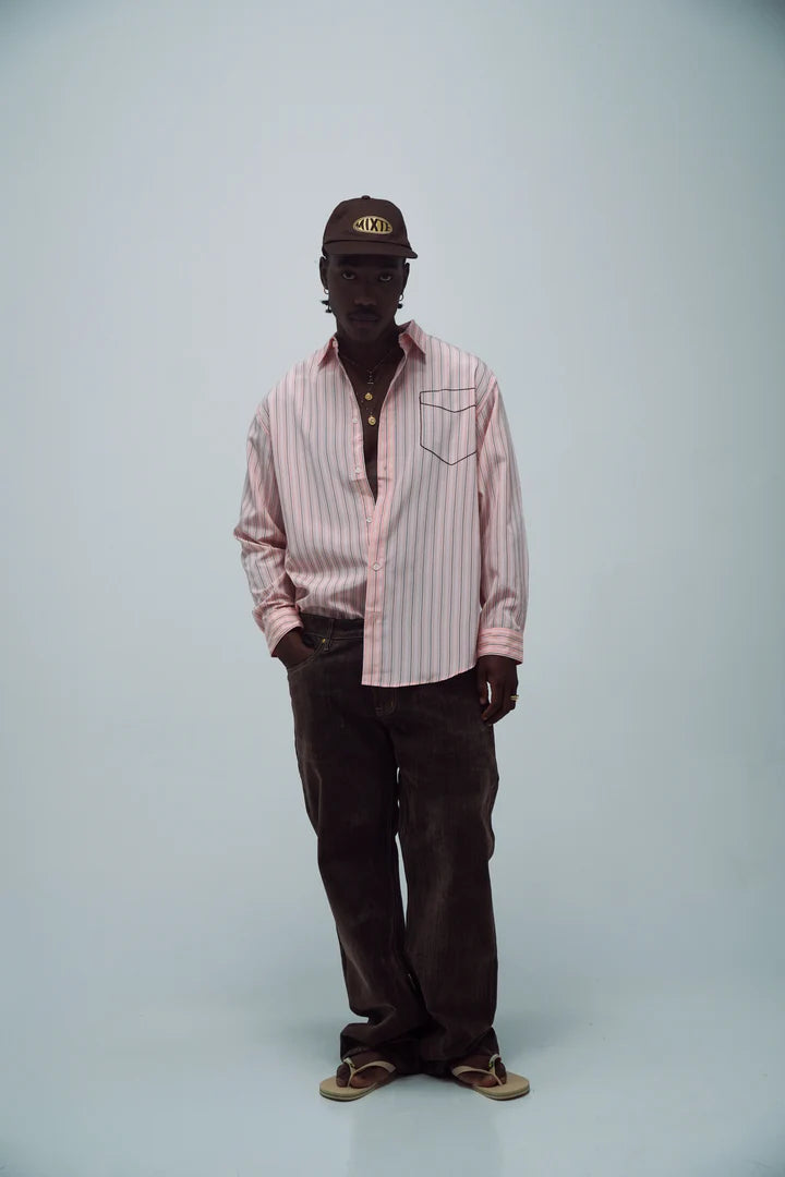 CAMISA BOLSILLO BORDADO ROSA - FRONT OF