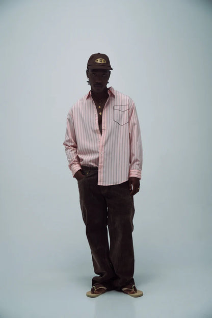 CAMISA BOLSILLO BORDADO ROSA - FRONT OF