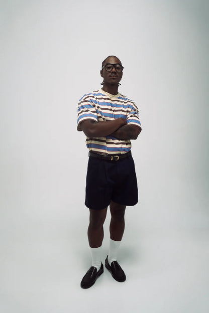STRIPES BOXY FIT T-SHIRT SALON MIXTE - FRONT OF