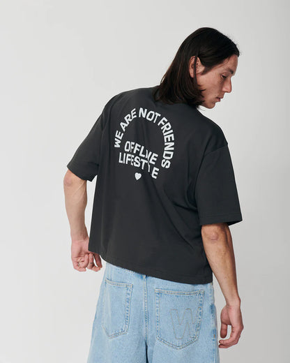 WANF BOXY OFFLINE LOVE T-SHIRT DARK GREY - FRONT OF