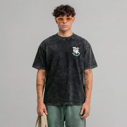 BLOOM BOXY T-SHIRT WASHED BLACK - FRONT OF