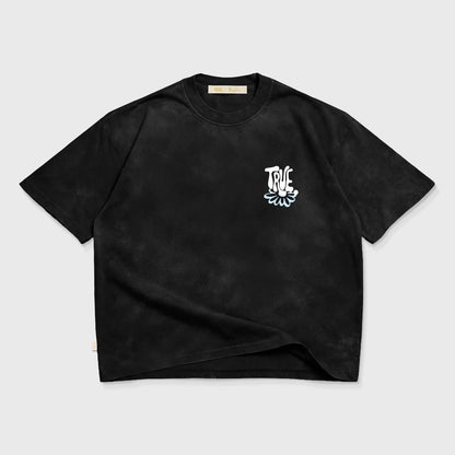 BLOOM BOXY T-SHIRT WASHED BLACK - FRONT OF