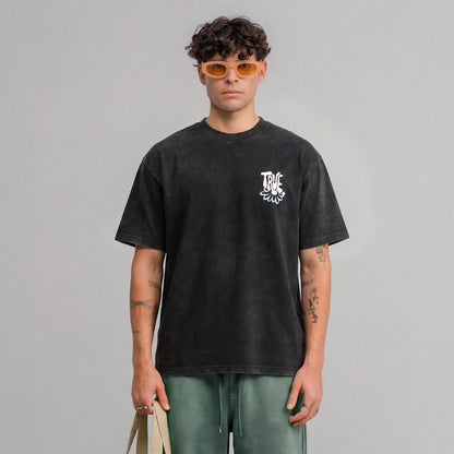 BLOOM BOXY T-SHIRT WASHED BLACK - FRONT OF