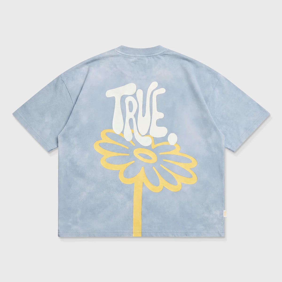 BLOOM BOXY T-SHIRT WASHED BLUE - FRONT OF