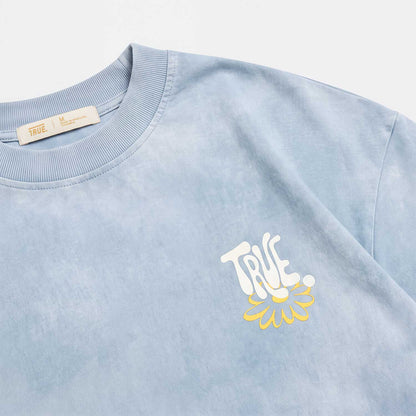 BLOOM BOXY T-SHIRT WASHED BLUE - FRONT OF