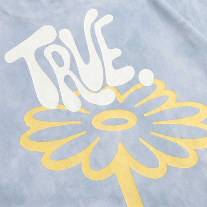 BLOOM BOXY T-SHIRT WASHED BLUE - FRONT OF