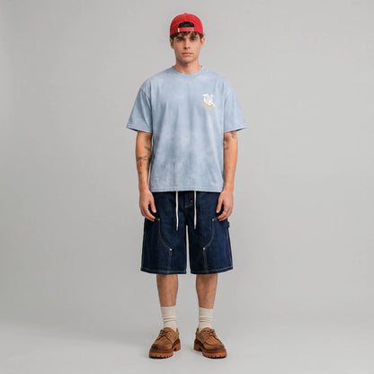 BLOOM BOXY T-SHIRT WASHED BLUE - FRONT OF