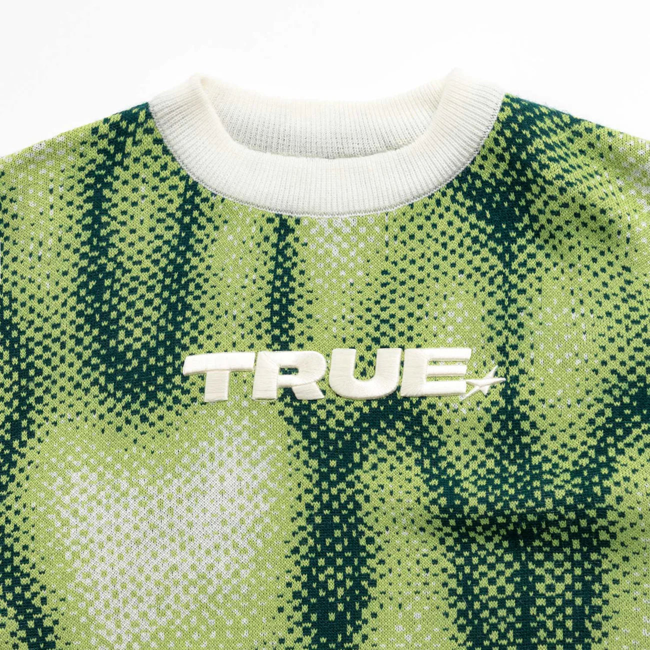 BLURRED KNIT PULLOVER GREEN - FRONT OF