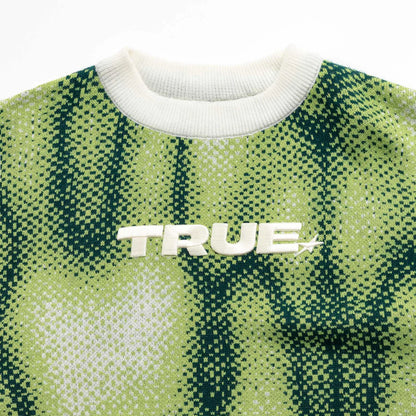 BLURRED KNIT PULLOVER GREEN - FRONT OF