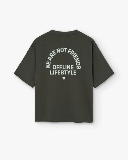 WANF BOXY OFFLINE LOVE T-SHIRT DARK GREY - FRONT OF