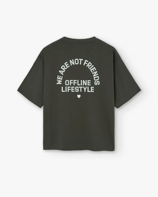 WANF BOXY OFFLINE LOVE T-SHIRT DARK GREY - FRONT OF