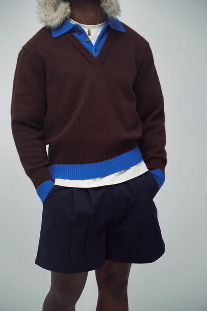 BROWN SWEATER SALON MIXTE - FRONT OF