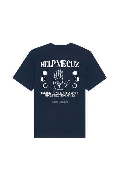 ONE SHOT AWAY T-SHIRT NAVY BLUE COLLAB SAL MESTIZA - FRONT OF.