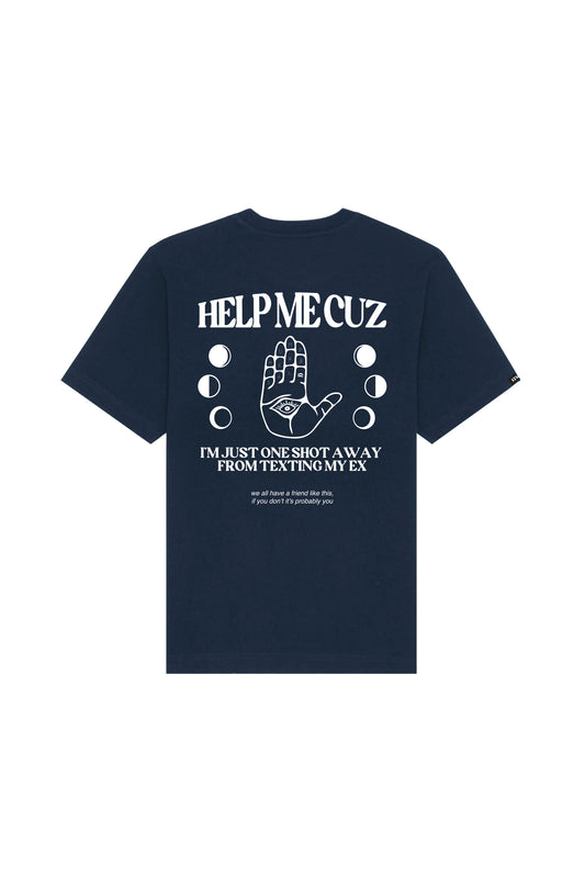ONE SHOT AWAY T-SHIRT NAVY BLUE COLLAB SAL MESTIZA - FRONT OF.