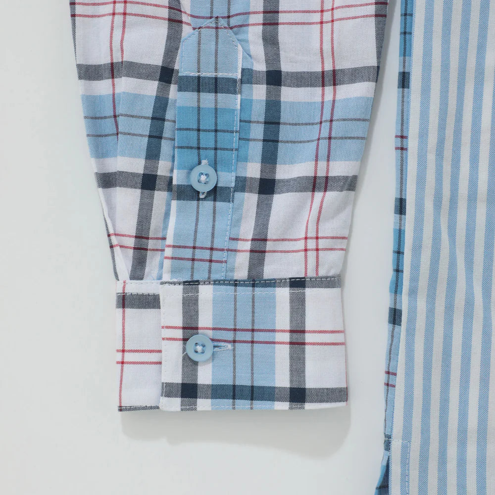 CAMISA COLLEGE STRIPED BLUE - FRONT OF.