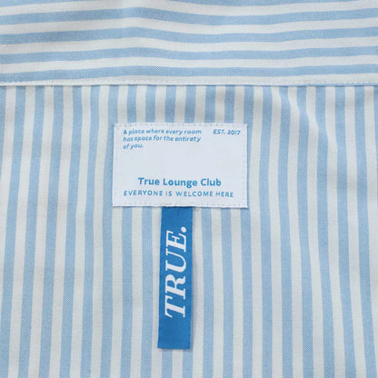 CAMISA COLLEGE STRIPED BLUE - FRONT OF.