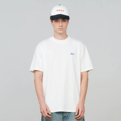 CURSIVE LOGO T-SHIRT CREAM - FRONT OF