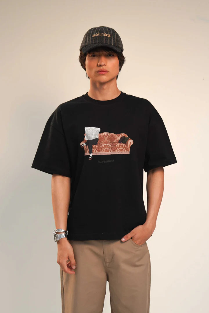 EL SOFA T-SHIRT NEGRO - FRONT OF