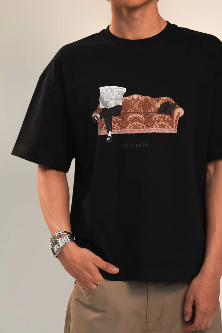 EL SOFA T-SHIRT NEGRO - FRONT OF