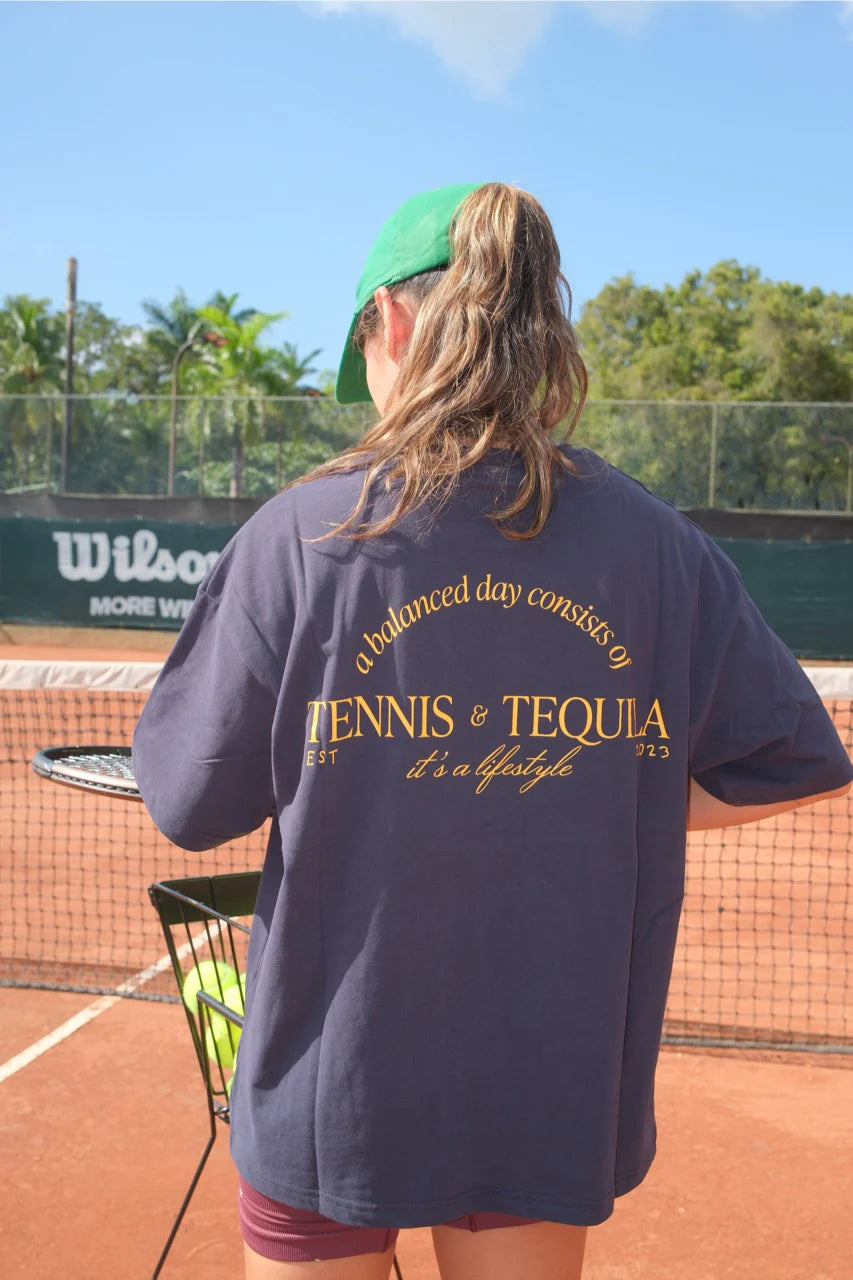 T-SHIRT TENNIS & TEQUILA BLUE NAVY - FRONT OF
