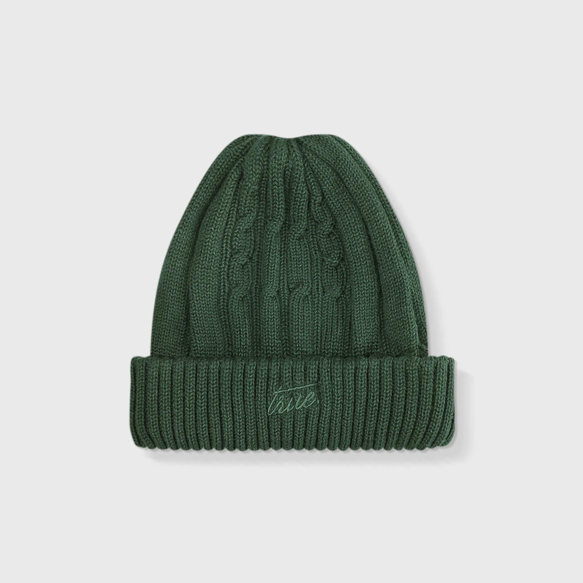 DAILY KNIT BEANIE PINE GREEN - FRONT OF