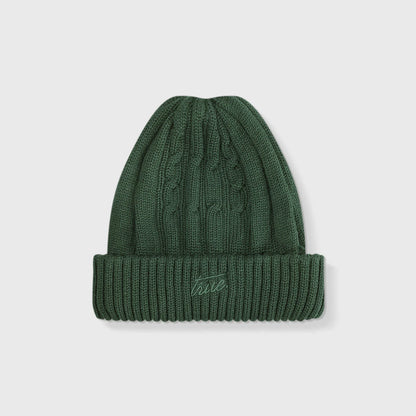 DAILY KNIT BEANIE PINE GREEN - FRONT OF