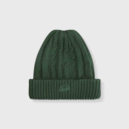 DAILY KNIT BEANIE PINE GREEN - FRONT OF