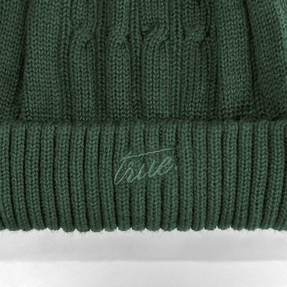 DAILY KNIT BEANIE PINE GREEN - FRONT OF