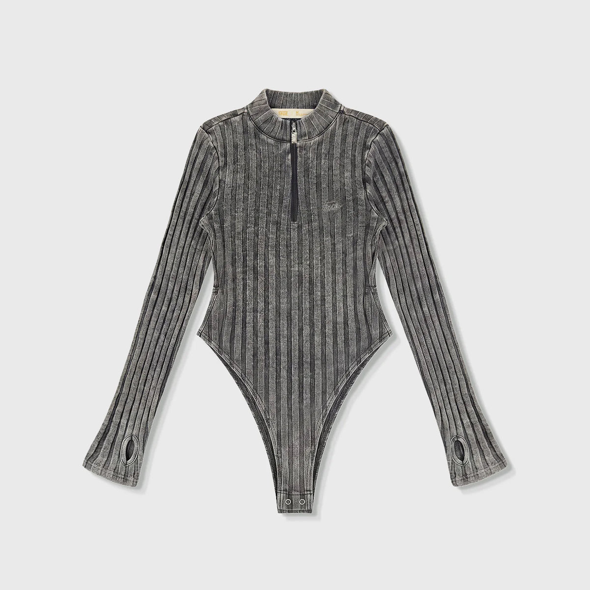 DAILY RIBBED BODYSUIT BLACK - FRONT OF